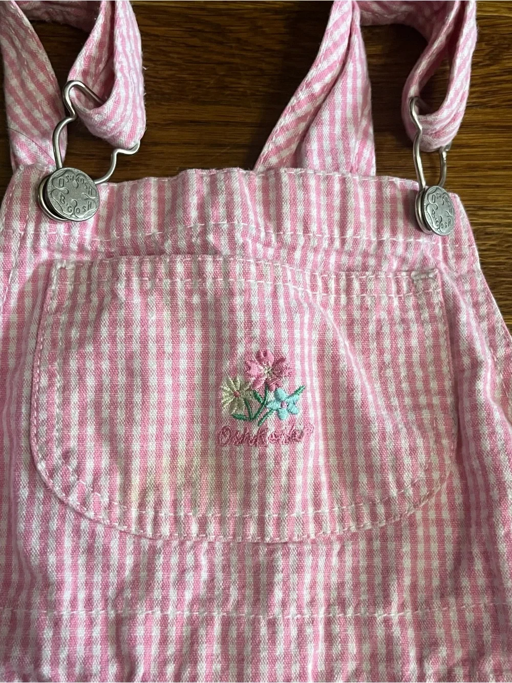 Vtg osh Kosh shortalls 3t pink gingham Vestbak flower bibs overalls 90s
